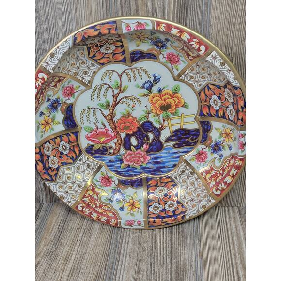 Vintage Daher Ware Asian Decor Round Metal Serving Tray Bowl - Picture 2 of 5